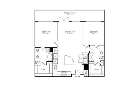 B3 Floor Plan at Addison Medical Center Apartments, San Antonio, 78229